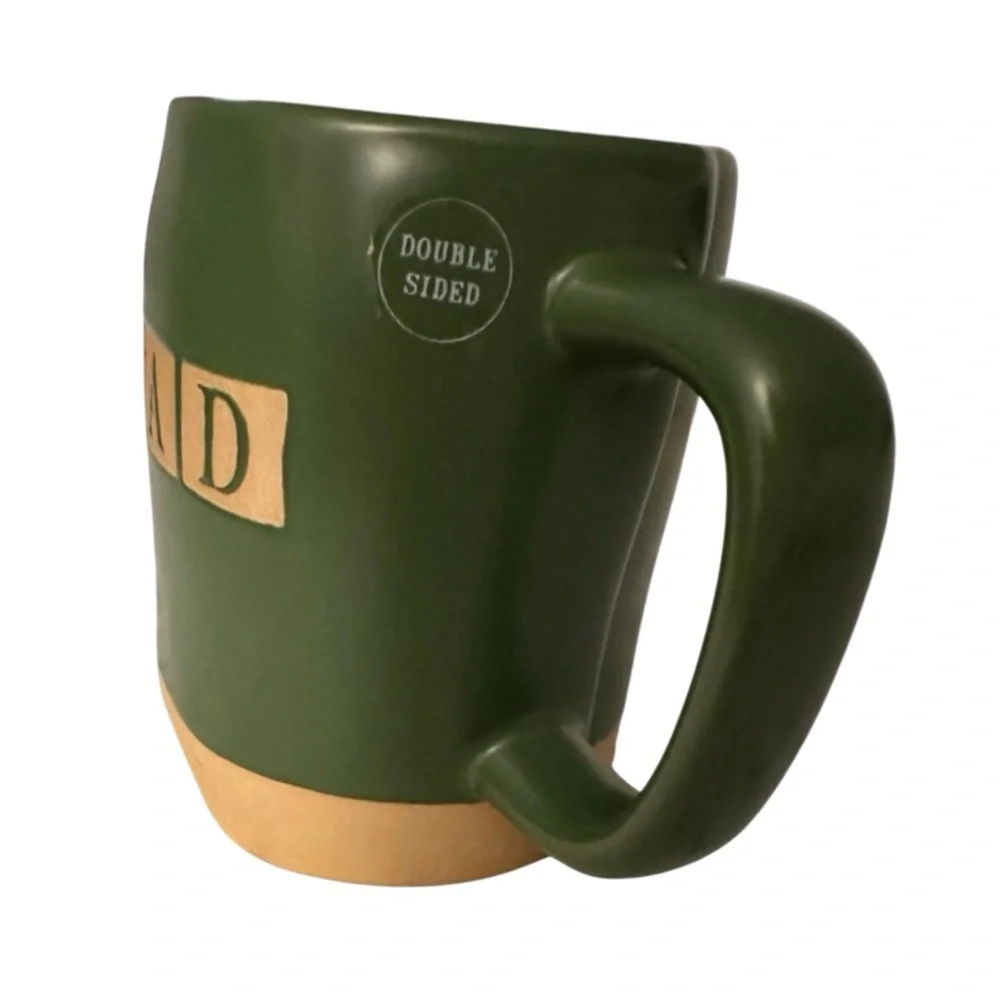 NEW Rae Dunn Artisan Dad Mug Green Tan Duck Double Sided Coffee Cup
